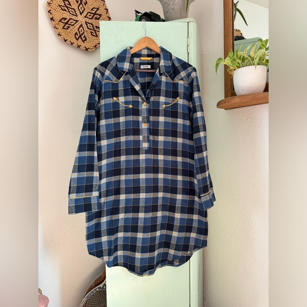 Wrangler Blue Plaid Nightshirt